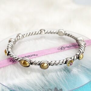Brighton Monte Carlo Bangle Bracelet Gold Faux Pearl Crystal Hinged